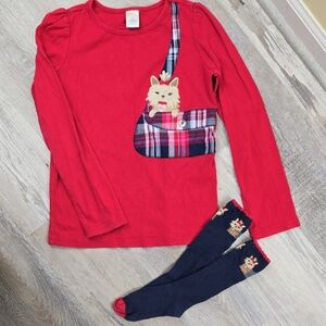 Gymboree Outlet 12 New York Girl Yorkie Dog Shirt Red Plaid